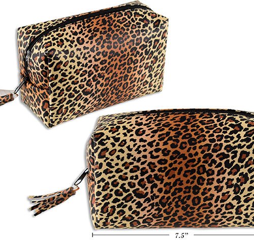 cosmetic toiletry bag 19x9x11cm leopard pattern