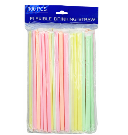 PLASTIC STRAW WRAPPED (PK/100)