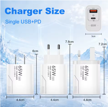 65W USB+C Wall Charger (2Port)