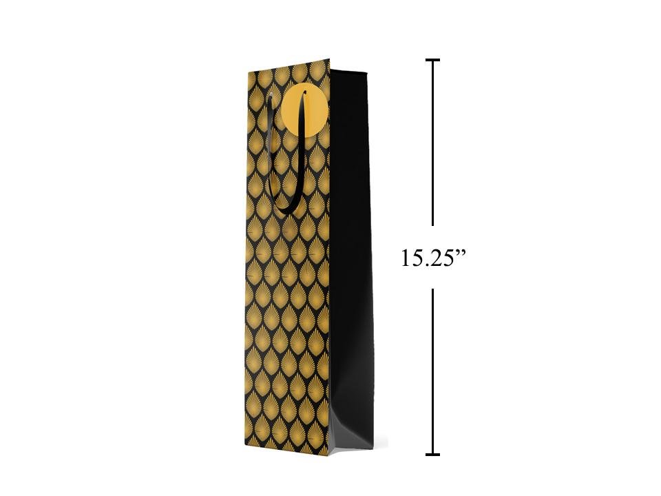 Gift Bag, Bottle, Gold Leaves
