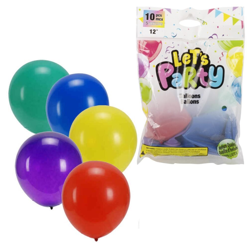 12"Helium Quality Balloon Asrtd (PK/10)