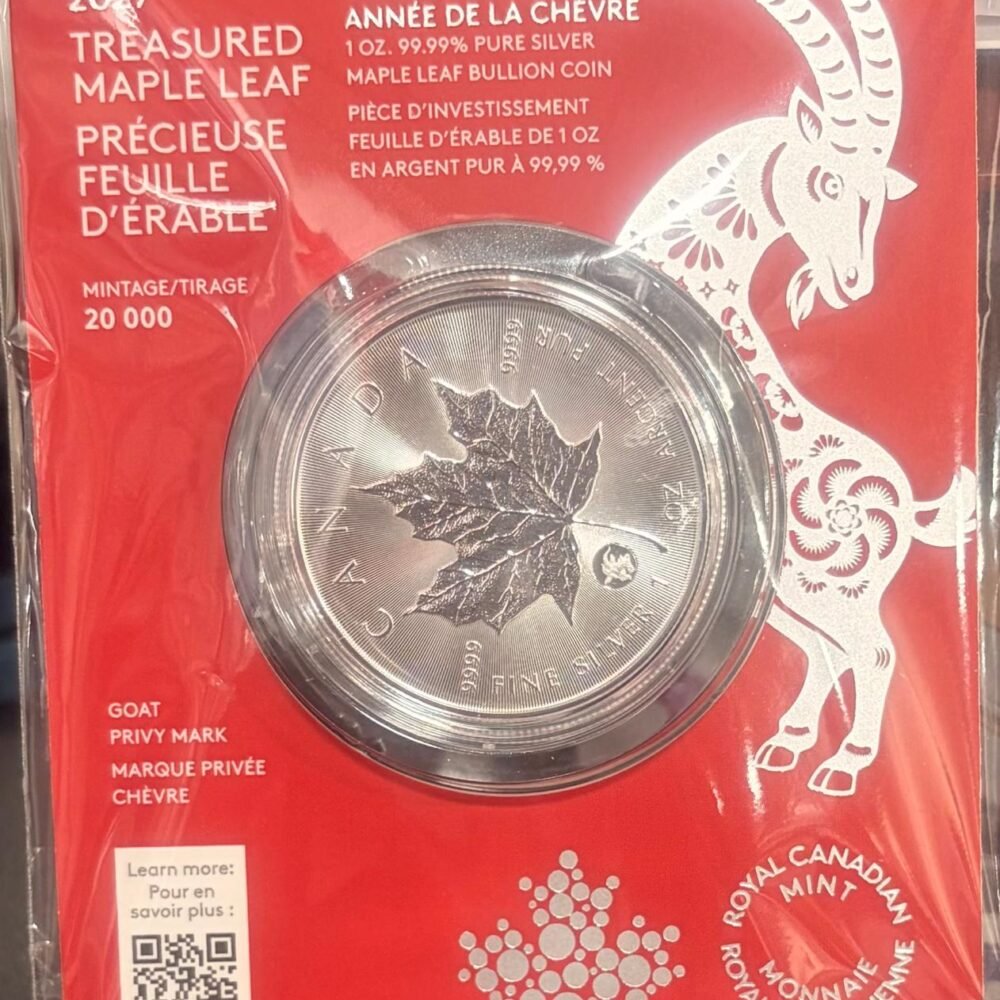 99.99% Silver 2027 Year of Goat MapleLeaf